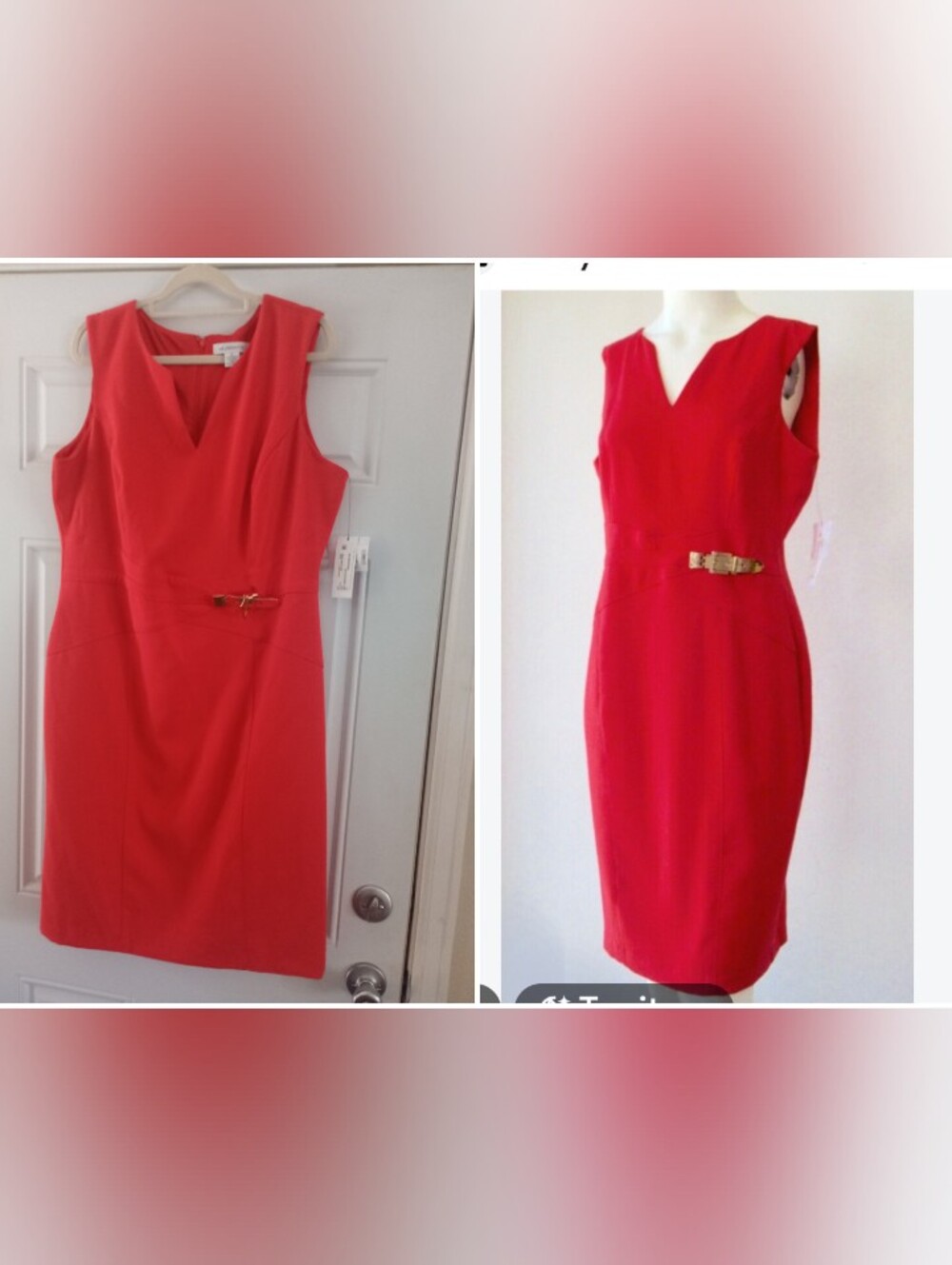 Liz Claiborne Dragonfire Red Sleeveless Dress Holiday Career Formal Vneck 16